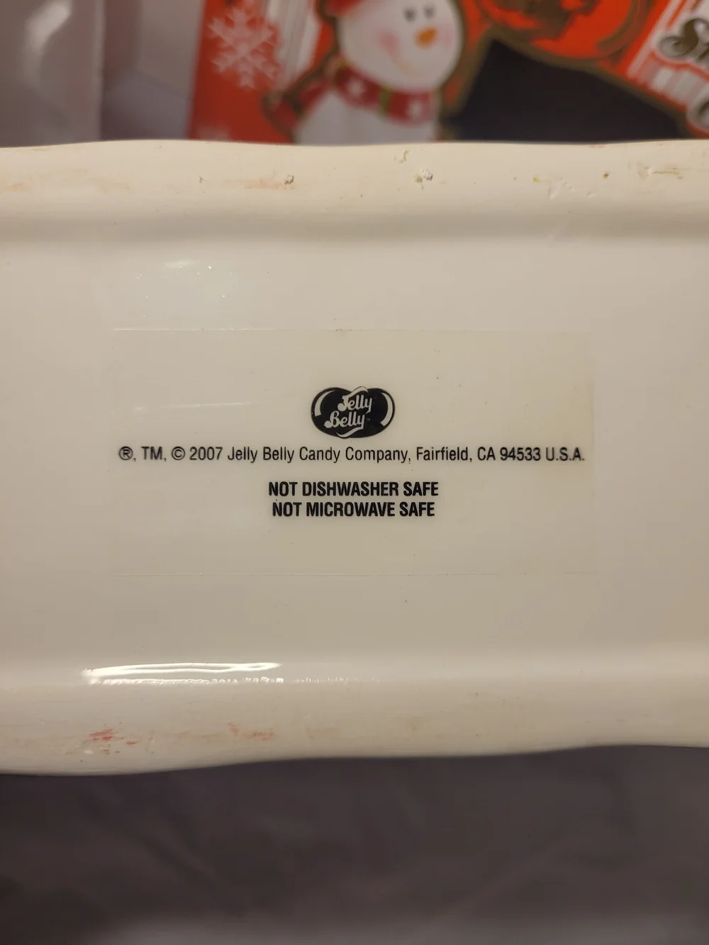 2007 Jelly Belly Snowman Sweets Christmas Candy Dish (Z)